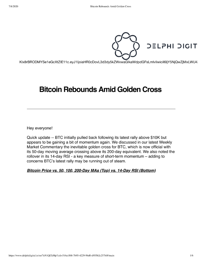 Macro – Bitcoin Rebounds Amid Golden Cross